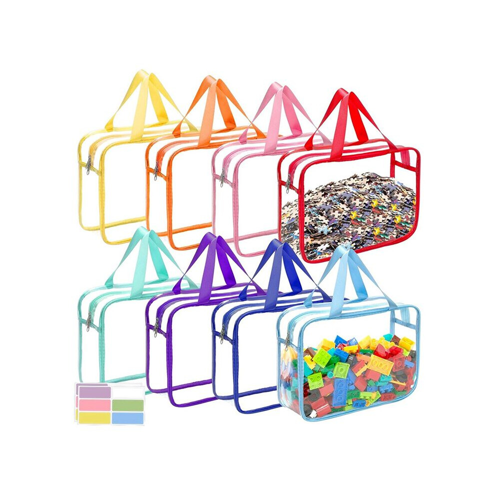 Wella Elements 8 Packs Toy Storage Bags With Zipper, Clear Pvc Waterproof Toy Organizers Bags For Puzzles Pieces, Building Blocks