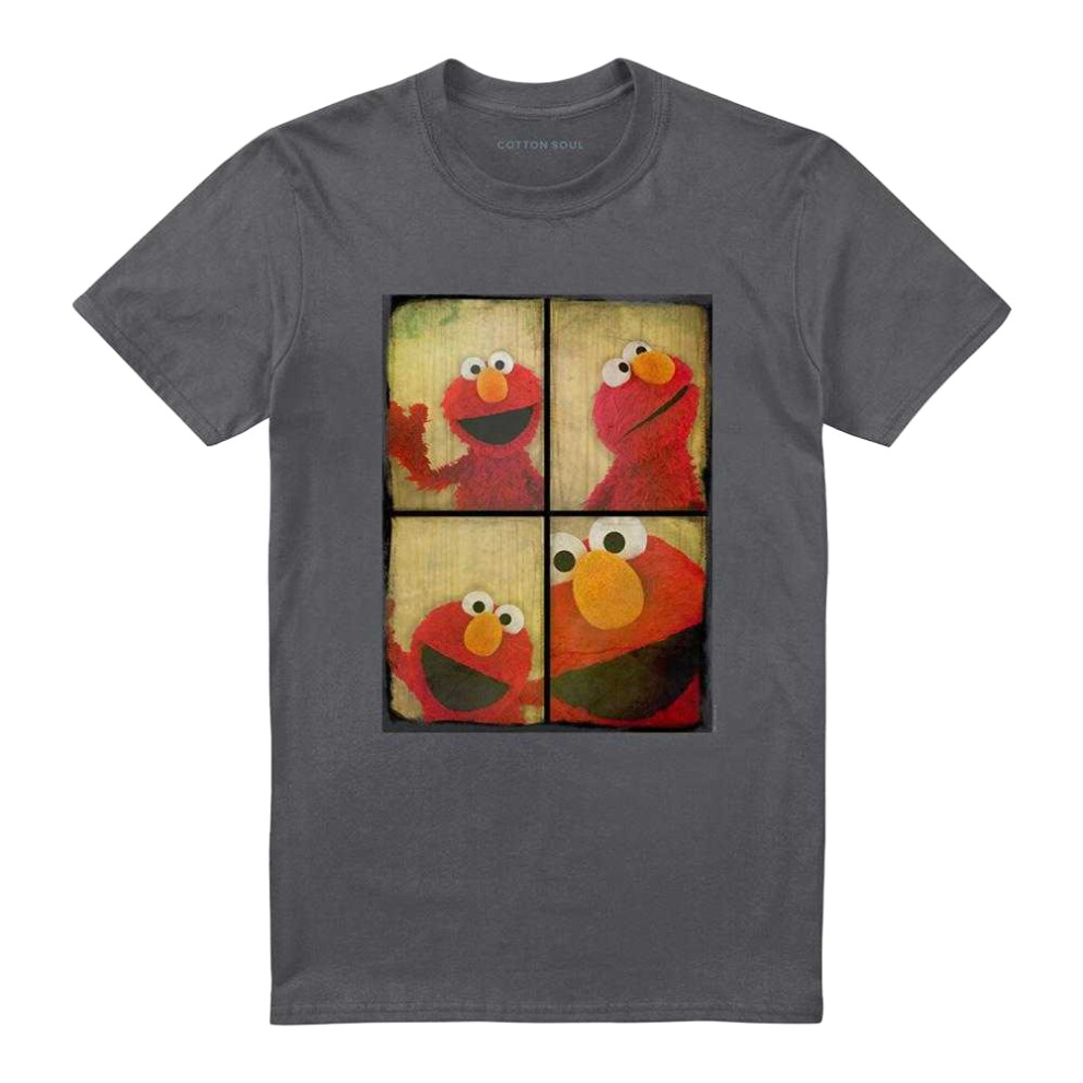 Sesame Street (Xxl, Charcoal) Unisex Adult Elmo Photobooth T-Shirt Multicoloured