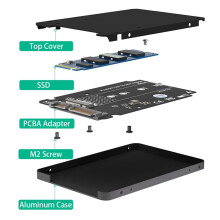 M.2 Adapter to 2.5  Enclosure, B & M Key  Based NGFF SSD Converter to  3.0 Card Support 2230 2242 2260 2280