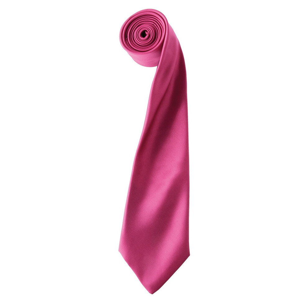 Premier Unisex Adult Colours Satin Tie (Hot Pink) - One Size - Image 2