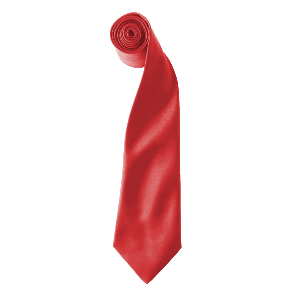 Premier (One Size, Red) Colours Mens Satin Clip Tie (Pack Of 2)