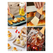 Pastry Brush,Basting Brush for Cooking,Natural Bristle BBQ Brush for Oil & Sauce,Wooden Handle Food Brush 3 Pack