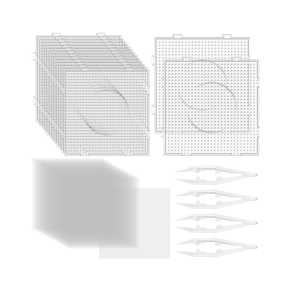 34 Pcs 5Mm Fuse Beads Boards Set Clear Fuse Bead Pegboards Pegboard Beading Supplies For Iron Bead Pegboards Projects 4711680294912