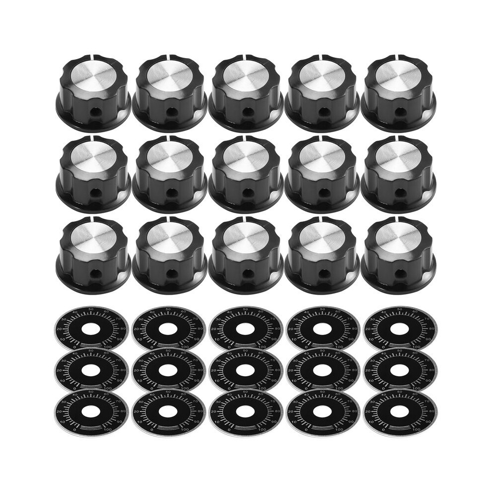 15 Sets Of A03 Potentiometer Control Knobs And 0-100 Scale Plates Bakelite Knob Scale Plates Digital Potentiometer Set 4711834839549