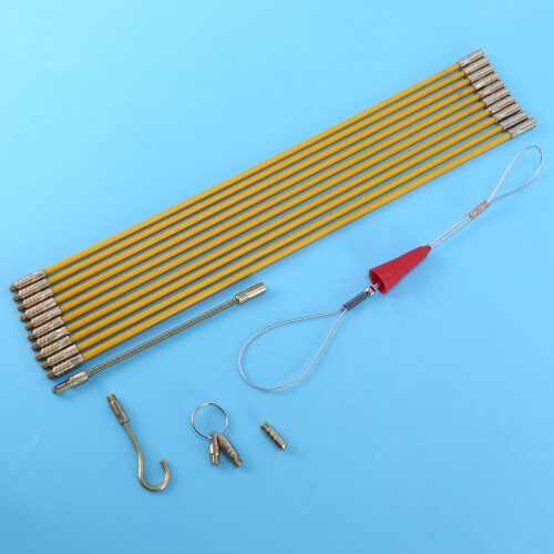 Cabling Rods Fish Tape 10.83FT Fiberglass Electrical Cable Threader Running Puller in Case 10Rods x 33cm 1