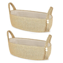 Boho Cotton Rope Toilet Paper Basket with Tassel - Decorative Bathroom Organizer for Tank & Shelf Storage