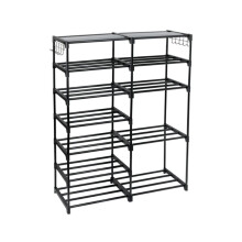 7-Tier Space-Saving Shoe Rack, Holds to 21 Pairs, Black
