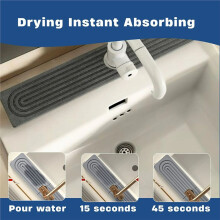 Long Diatomite Fast Stone Sink Tray, Fast Drying & Super Absorbent, Prevents Water Stains & Moisture Buildup