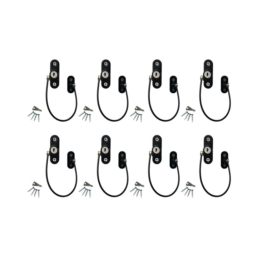 8PCS Child Protection Window Restrictor Adjustable Window Lock Child Safety Stopper Falling Prevention Security Locks-A