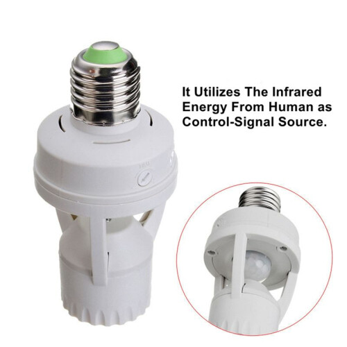 2PCS E27 Motion Sensor Light  100-240V Motion Detector Base Lamp Holder with Light Control   Bulb Socket 2