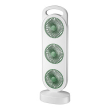 Triple Turbine Design Fan USB Charging High Wind Desktop Fan Home Dormitory Fan Silent Operation White and Green