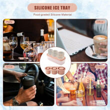 Silicone Ice Tray Ice Mold Cup Accessories Reusable Large Ice Trays with Lid for Whiskey,Drinks Coffee