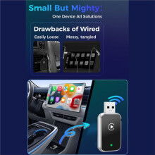 2in1 Wireless Carplay Car Adapter Android AUTO WiFi & Upgrade Wired CarPlay to Wireless Carplay AI Box