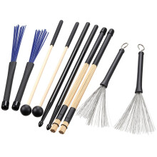 Drumstick Bag with Floor Tom Hooks 5 Pairs Drum Sticks Mallets Brushes Set Percussion Instrument Accessories