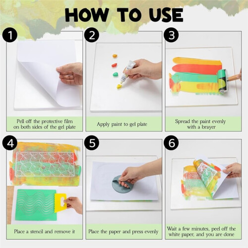 Gel Printing Plate Kit, Complete Printmaking Set, Paint Scraper and Essential Tools for Mixed Media Art Card Making