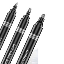 3Pc Liquid Mirror Chrome Markers,Permanent Reflective Metallic Chrome Paint Pen,High Gloss Car DIY Model Painting Silver