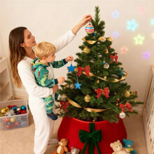 Weihnachtsbaumdecke Aus Plüsch mit Schleife, Wiederverwendbare Weihnachtsbaumdecke für Drinnen und Draußen A
