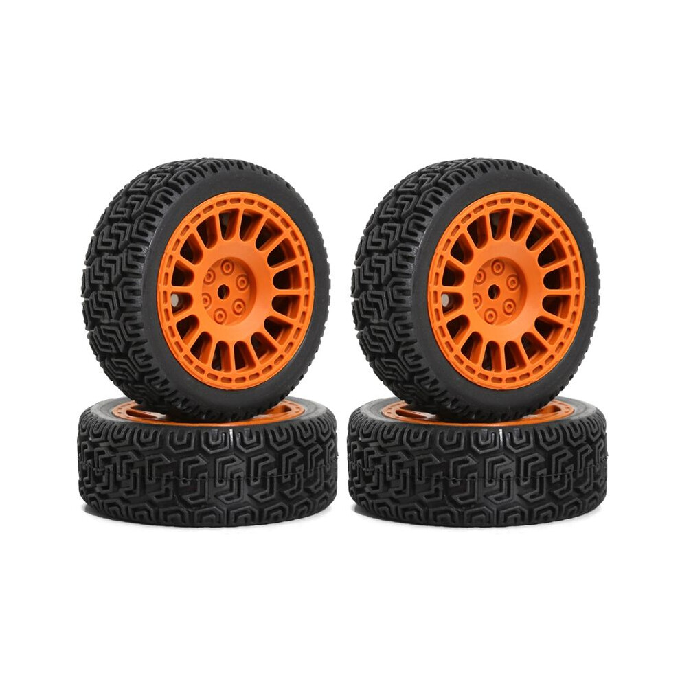 Tauoh 4Pcs 68Mm Rally-Tires Rubber Tire Wheel Tyre For Xv01 Xv02 Tt01 Tt02 Ptg-2 1/10 Rc Racing Car Upgrade Parts Orange