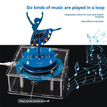 Rotating Music Box DIY Electronic Kit Ballerina Girl Music Box with RGB LED Rotating Design for DIY Welding Practice