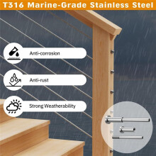 Invisible Cable Railing Kit -20Pcs 1/8In T316 Stainless Steel Invisible Receiver Swage Stud End for 2In X 2In Metal Post