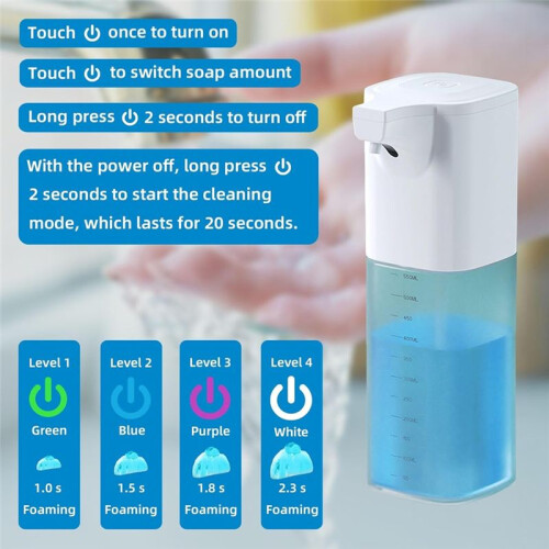 550ML Automatic Touchless Soap Dispenser, USB Rechargeable, Infrared Sensor, Hands-Free,  Foam Machine for Hygiene 1