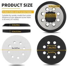 5 Inch 8 Holes Hook Loop Orbital Sander Metal Pad Replacement for DWE6423 6423K DWE6421 6421K DCW210B