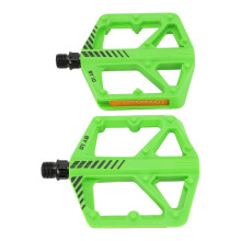 Green Bike Pedal with Boron Steel Axle, Non Slip Toothed Nylon Fiber