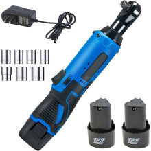 Cordless Electric Ratchet Wrench Set, 3/8In 12V Power Ratchet Driver, Lithium-Ion Batteries, Sockets and Charger US Plug