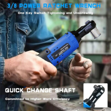 Cordless Electric Ratchet Wrench Set, 3/8In 12V Power Ratchet Driver, Lithium-Ion Batteries, Sockets and Charger US Plug