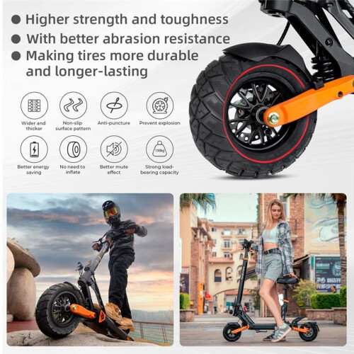 Pneu Sólido 9x3.0-5.5 para Scooter Elétrica  G2 Pro, Pneus de 9 Polegadas Tipo Colmeia Sem Câmara Off-Road, Dianteiro/Traseiro 2