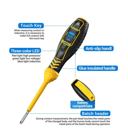 ANENG B18 Multifunctional Professional Electrician ColorLight Voltage Display Wire Breakpoint Detection  Screwdriver Tool,B 2