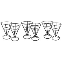 6 pièces Fil MéTal Alimentaire Racks Cone Fried Basket Serving Chips Stand PréSentoirs Poulet Holder
