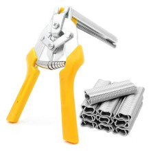 Kit de Alicates Tipo M para Clavos de Cerdo con 2400 Clips M para FijacióN de Vallas, InstalacióN de TapiceríA, Jaulas de Animales, Amarillo