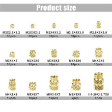 300Pcs Thread Knurled Nuts, Brass Knurled Threaded Insert Nuts, Brass Threaded Inserts for 3D Printing Injection Molding