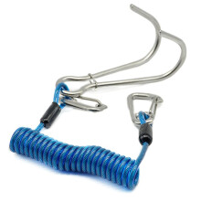 Double Dive Rafting Hook Stainless Steel Hook Spiral Coil Spring Cord Dive Safety Accessory -