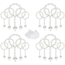 20 Pcs Baptism Acrylic Rosary Beads Rosaries Angel with Organza Bags for the First Communion Baptism Party Favors