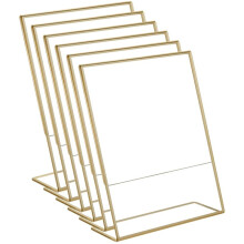 20PCS Acrylic Gold Frame, Slanted Back Table Sign Holder for Wedding Table Card Restaurant Signs Photos
