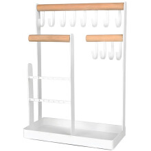Soporte Organizador de Joyas, Soporte para Collares, Estante de Torre para Joyas con Bandeja para Pendientes y Agujeros, ExhibicióN de Collares para