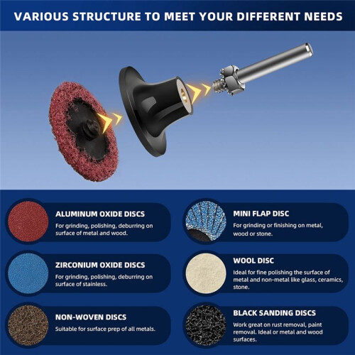 60Pcs Sanding Discs Set, 2 Inch Quick Change Sanding Discs with 1/4Inch Holders, Die Grinder Surface Conditioning 1