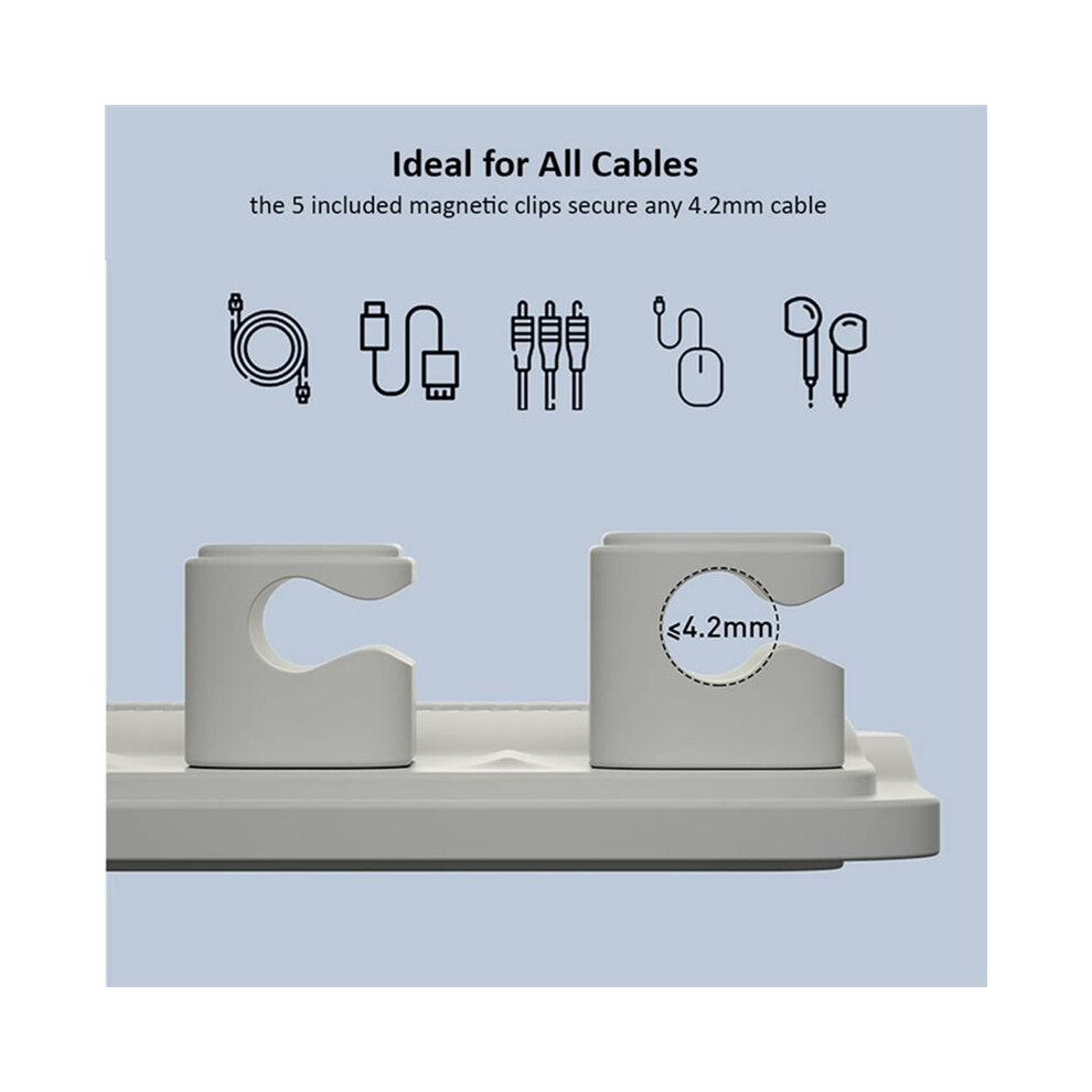 Magnetic Cable Holder, Desktop Cord Keeper, Cables, Other Wires, Sticks To Wood, Marble, Metal, Glass (Grey) Grey 6031631745026