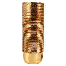 50Pcs Aluminum Foil Cupcake Cups Disposable Muffin Liners Baking Cups Aluminum Cupcake Tip Pan Ramekin Holders Little Pudding Cups-Gold