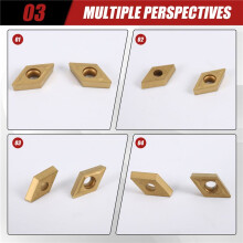 10Pcs DCMT070204 YBC251 Blades Gold Carbide Inserts CNC Lathe Cutter for Lathe Turning Tool Boring Bar