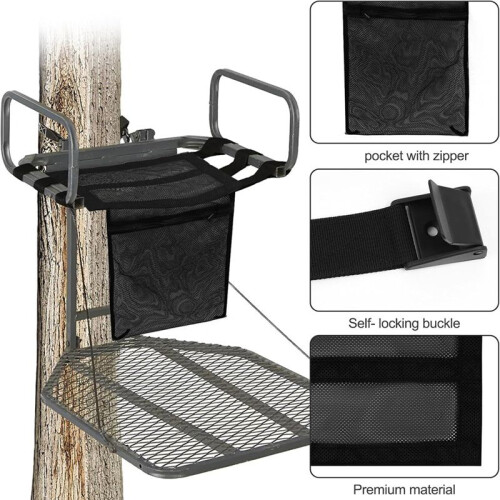 Universal Tree Stand  Replacement with Pocket, Replacement Treestand  with Adjustable Strap Hunting 2