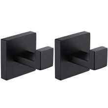 2 Paquets Noir Mat SerViette Crochet en Acier Inoxydable Salle de Bains Antirouille des VêTements Manteau Crochet Mur Monté Carré Toilettes Cuisine