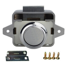 26mm Push Lock  Button Catch Lock Motorhome RV Cabinet Cupboard Door Knob, Chrome