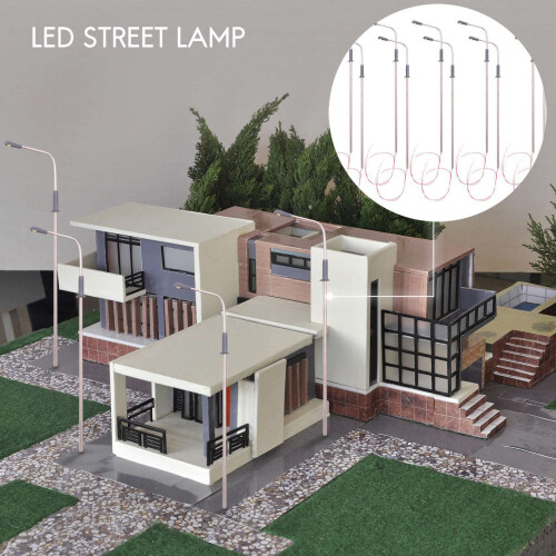 10 pcs Model LED Street Lamp Lighting Single  Train Layout Landscape 1: 100 1