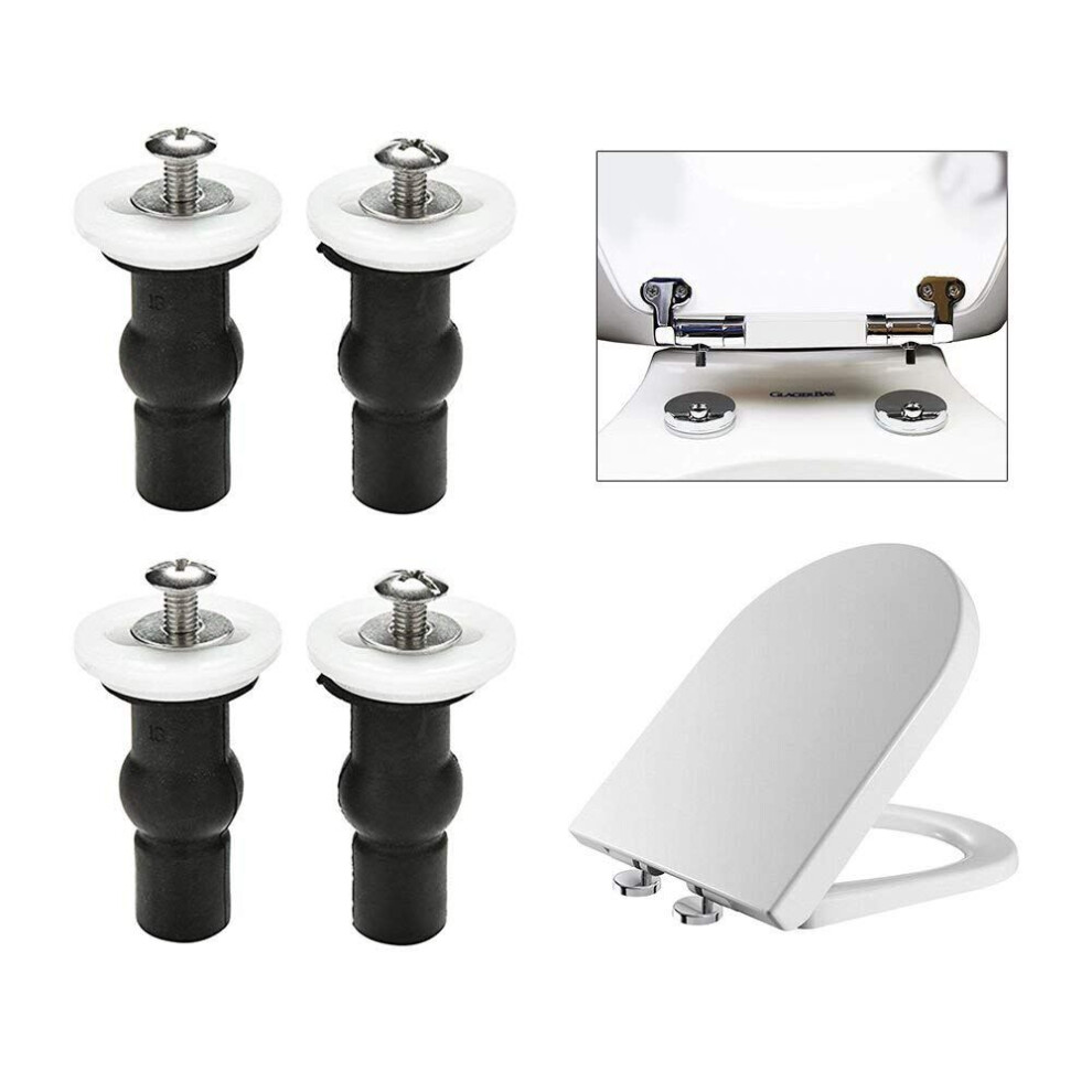 Toilet Top Fix Screws Fixings 2 Pairs Universal Expanding Rubber Screw Top Nuts Blind Hole Hinges Fittings 4Pcs 4711362277165