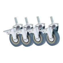 Zwaar Uitgevoerde 75 mm Zwenkwiel met Rem, Trolleywielen voor Meubels, Set van 4