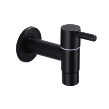 Mop Waschbecken Wasserhahn 304 Edelstahl Badezimmer Waschmaschine Wasserhahn Outdoor Garten Einzel Kaltwasserhahn (Schwarz)