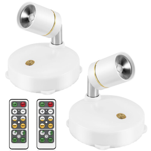 Wireless Spot Lights Battery Operated Accent Lights Indoor Dimmable LED Spotlight Anywhere Rotatable Wall Light(2 Pack)